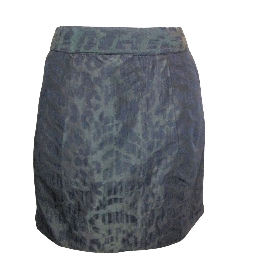 Gap Womens Navy Green Leopard Animal Print Jacquard Mini Tulip Skirt Size 4